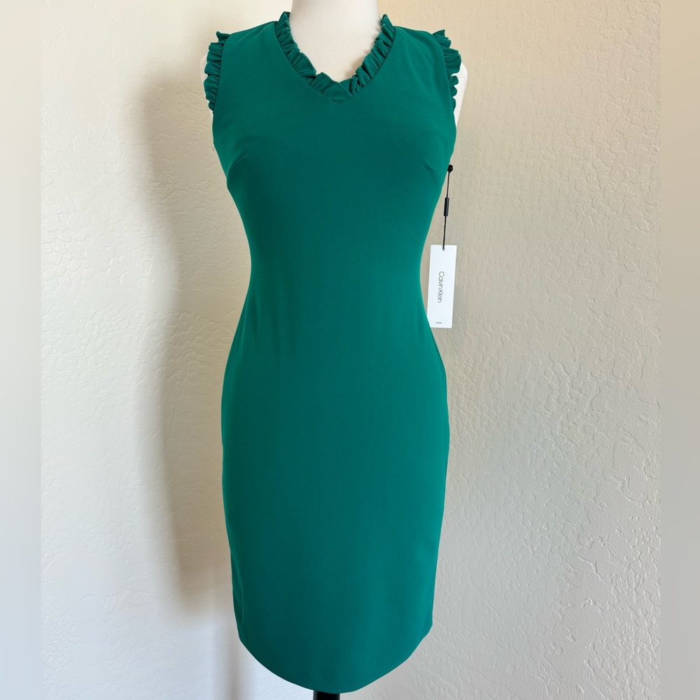 Calvin Klein Emerald Green Midi Dress, Size 2
